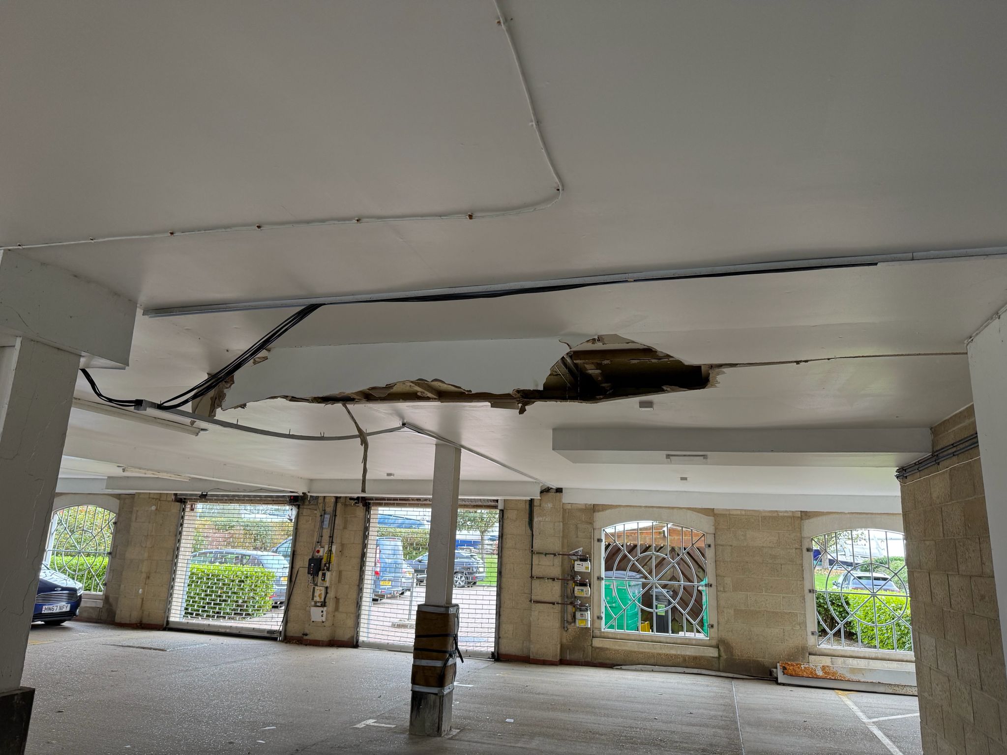 Collapsed ceiling from a burst soil pipe — a real SkyTop emergency call-out