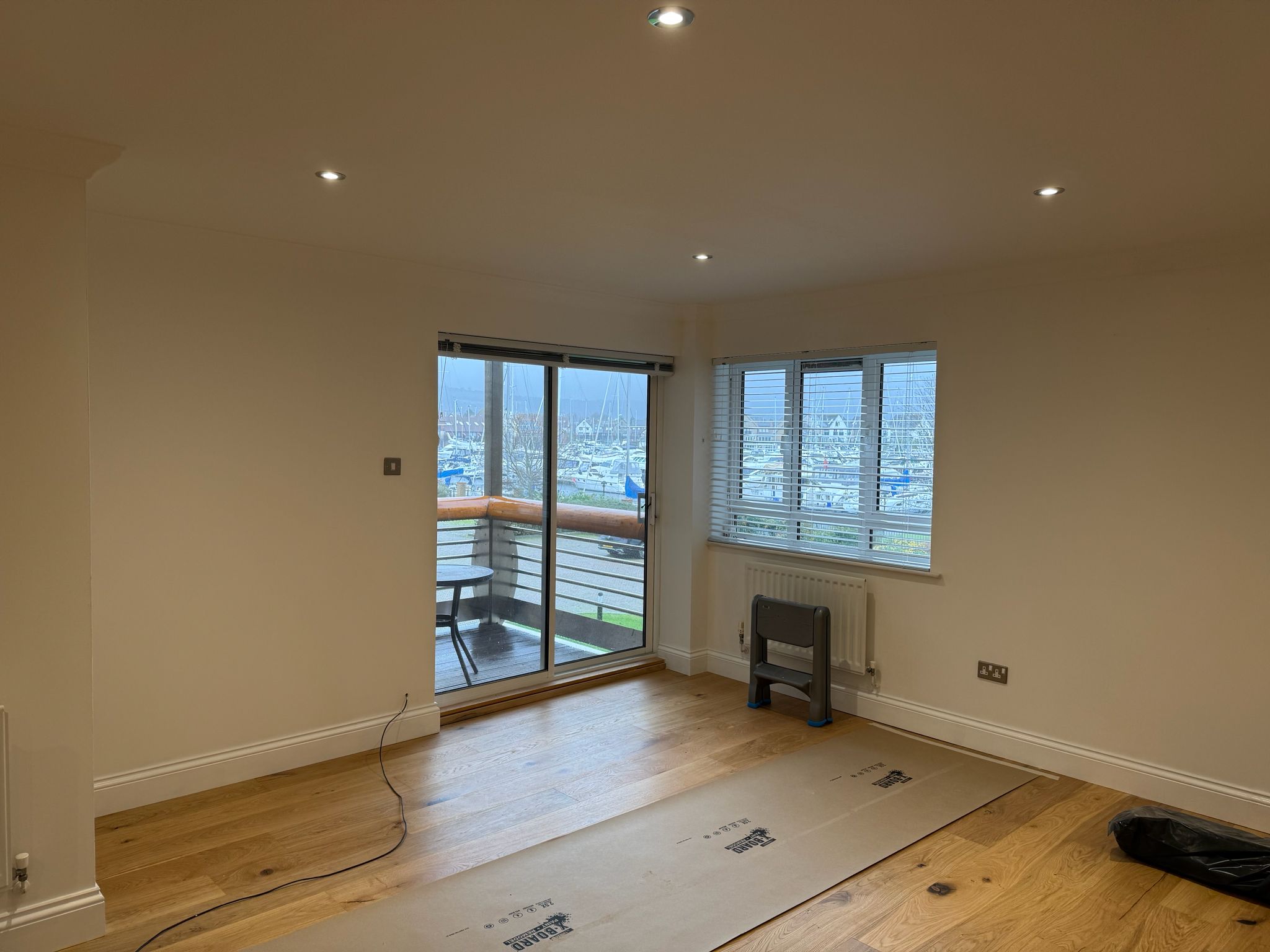New balcony door fitted to apartment with view of Portsmouth Harbour