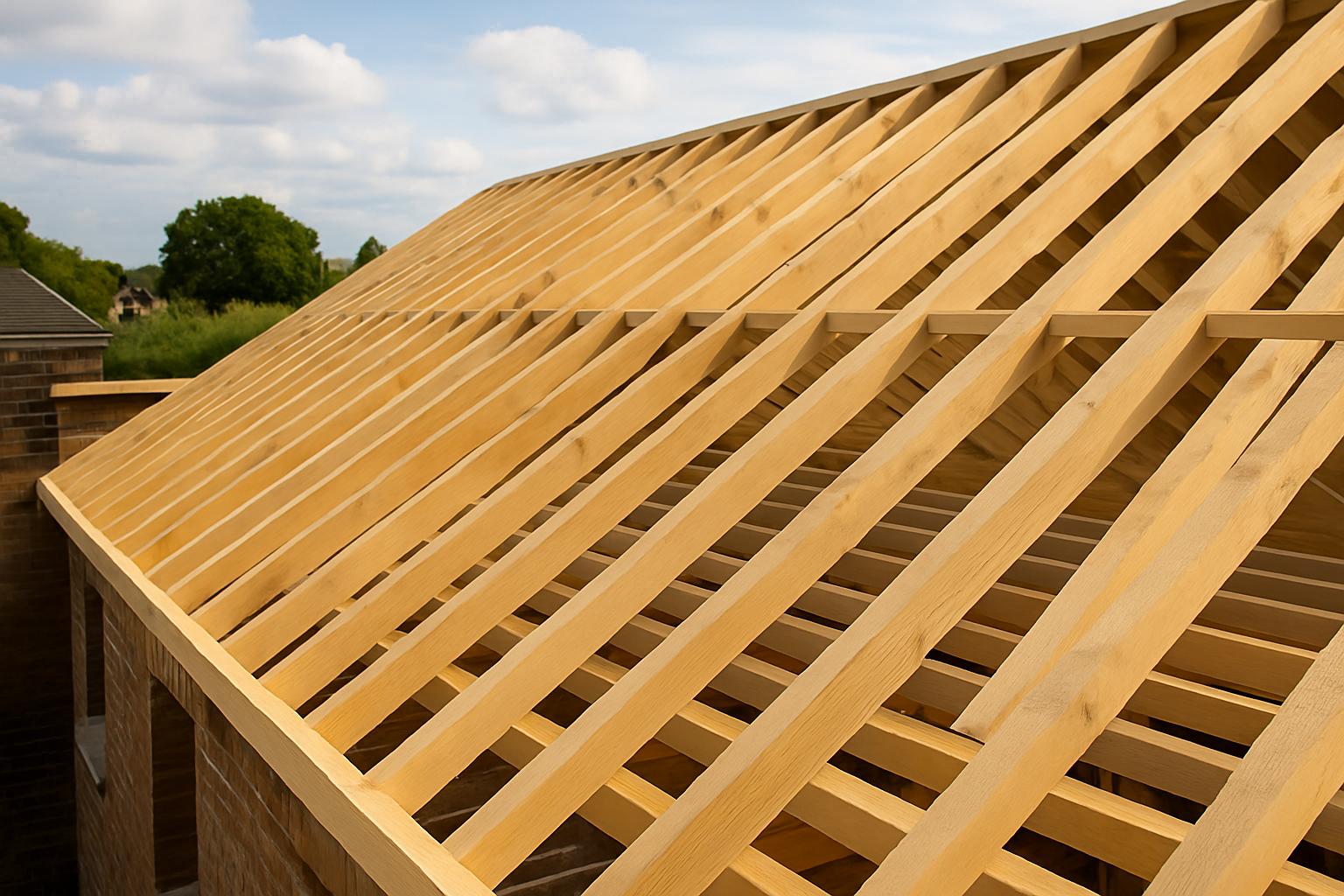 New timber roof structure under construction